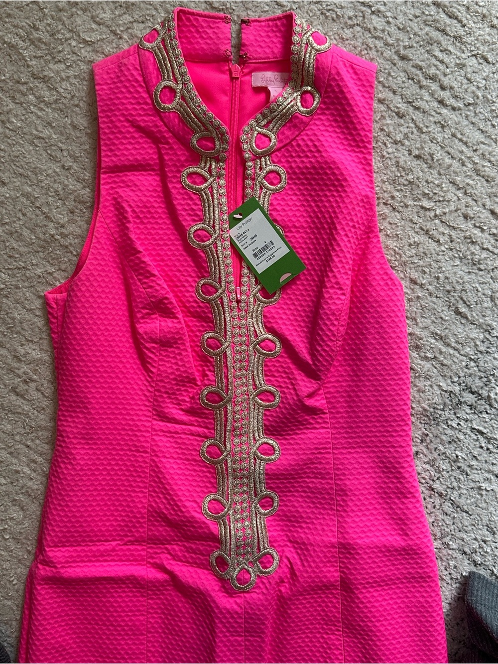 Lilly Pulitzer Hot Pink Sleeveless Embellished Shift Dress - Picture 3 of 6